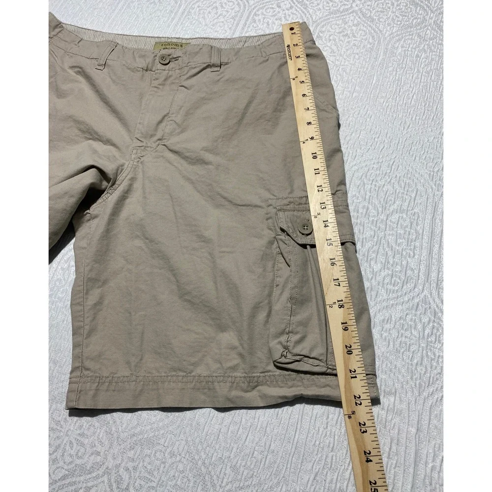 Sonoma Life Style Mens Cargo Shorts Size 36 Khaki Tan Cotton Utility Hiking Work